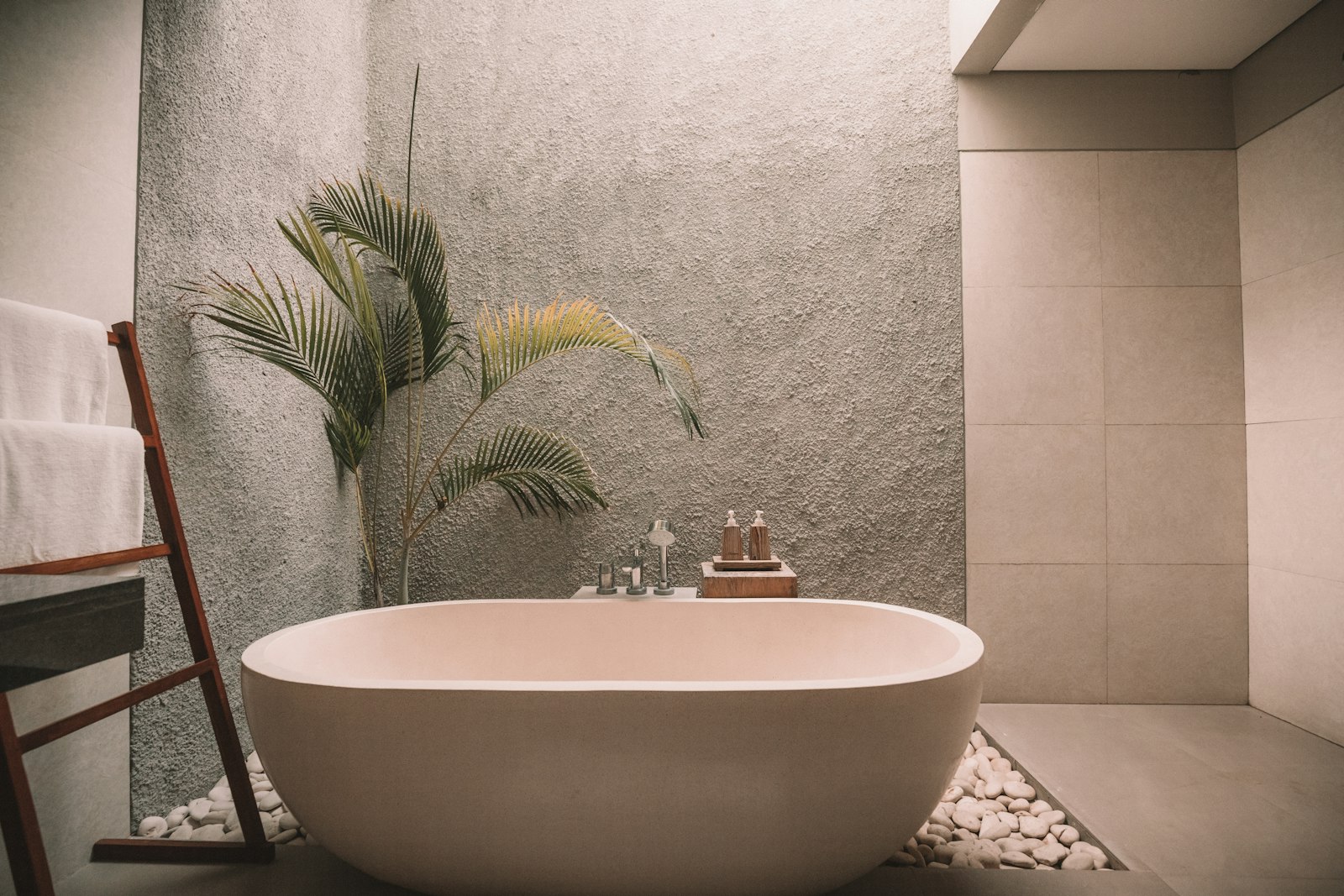 Brass bath, a bathroom interior.